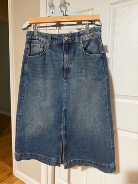 Mango Denim Midi Skirt in Blue
